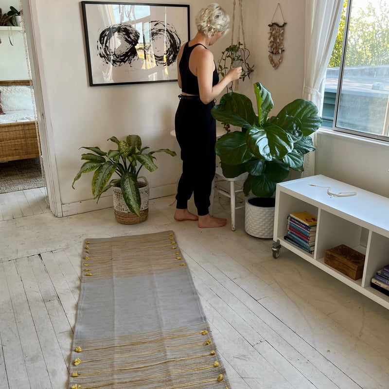 organic cotton, jute, natural rubber Yoga Mat made with Ayurvedic spices & natural dyes . boho home decor