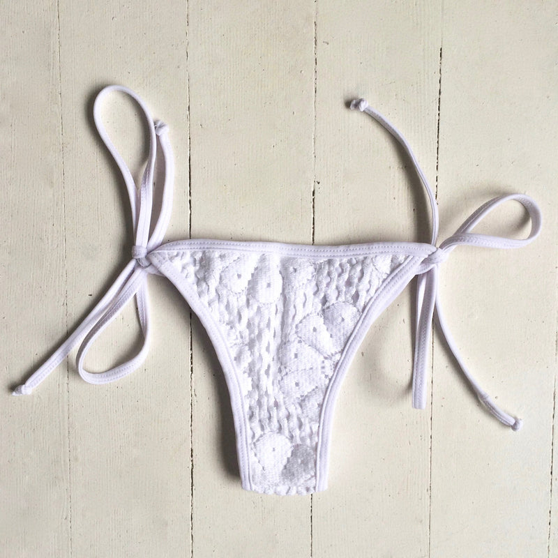 White Lace Tie Bottoms - Downtown Betty