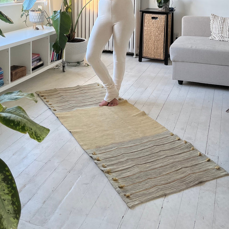 organic cotton, jute, natural rubber Yoga Mat made with Ayurvedic spices & natural dyes . boho home decor