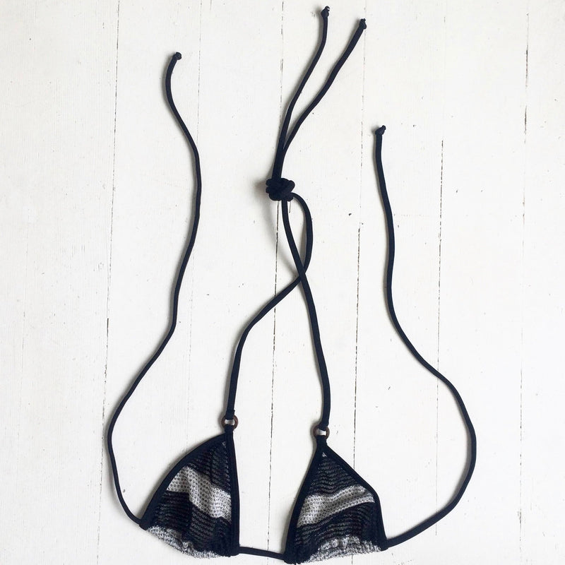 Sun-Thru Mesh Triangle Top | Black Stripe - Downtown Betty